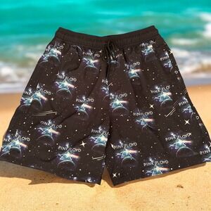 Pink Floyd Dark Side of the Moon Swim Trunks Mens Medium Black Board Shorts